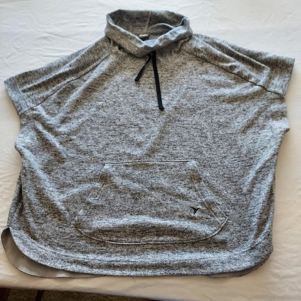 Old Navy Active Womens M Gray Space Dye Funnel Pullover Top Cowl Neck Sleeveless